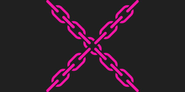 Pink chains crossing in a black background, MUDAO icon